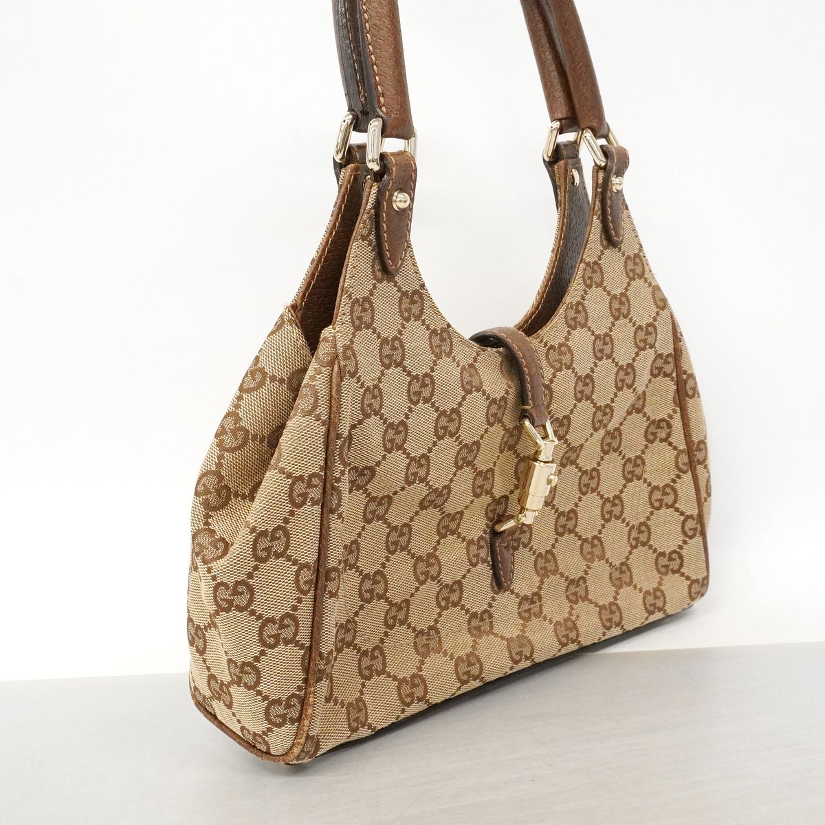 Gucci Handbag GG Canvas New Jackie Brown Gold — view 2