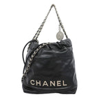 Chanel Shoulder Bag Chanel 22 Mini Calfskin Black Silver