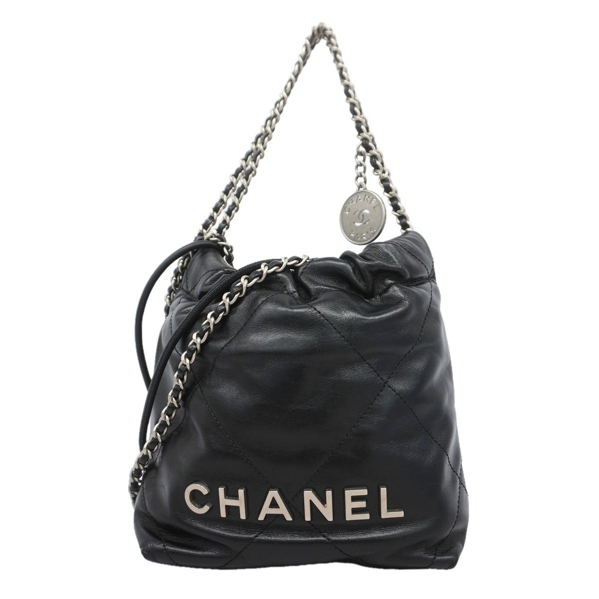 Chanel Shoulder Bag Chanel 22 Mini Calfskin Black Silver