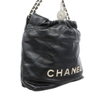 Chanel Shoulder Bag Chanel 22 Mini Calfskin Black Silver — view 2