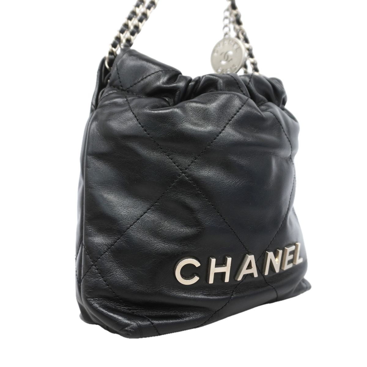 Chanel Shoulder Bag Chanel 22 Mini Calfskin Black Silver — view 2