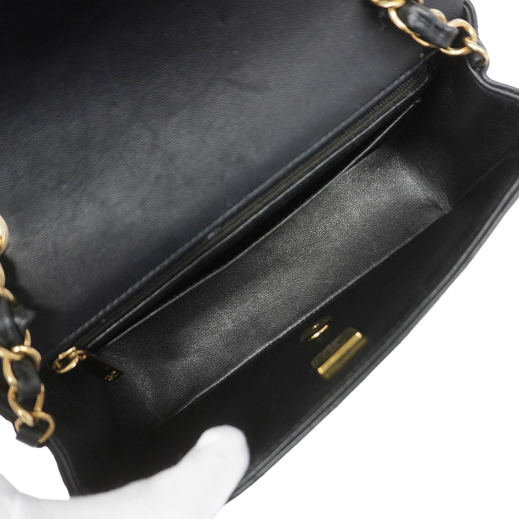 Chanel Shoulder Bag Mini Quilted Lambskin Black Gold — view 4