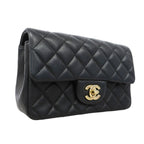 Chanel Shoulder Bag Mini Quilted Lambskin Black Gold — view 2