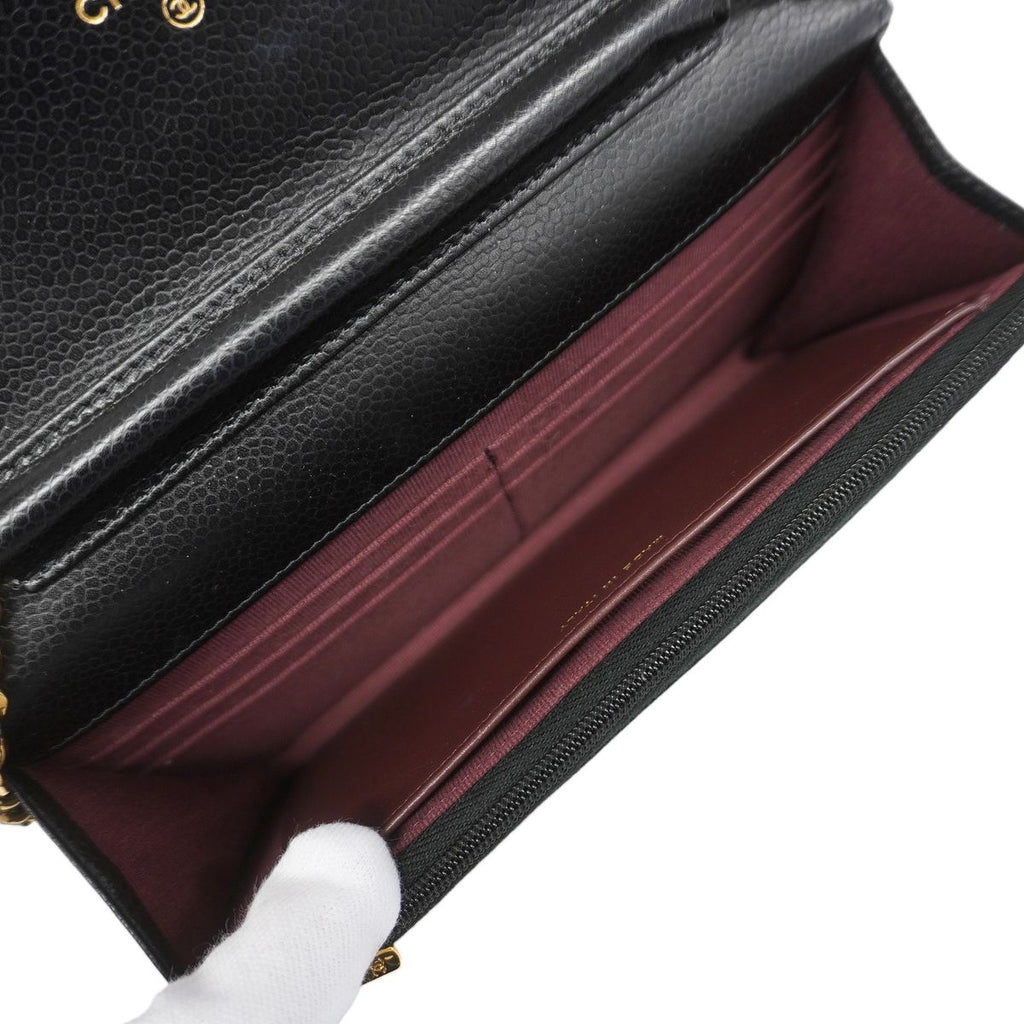 Chanel Wallet on Chain Quilted Caviar Leather Black Gold Shoulder Bag — view 4