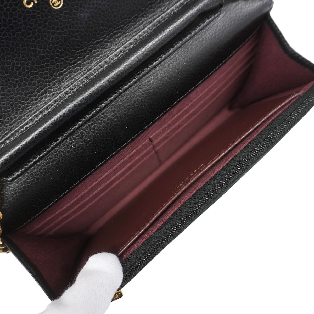 Chanel Wallet on Chain Quilted Caviar Leather Black Gold Shoulder Bag — view 4