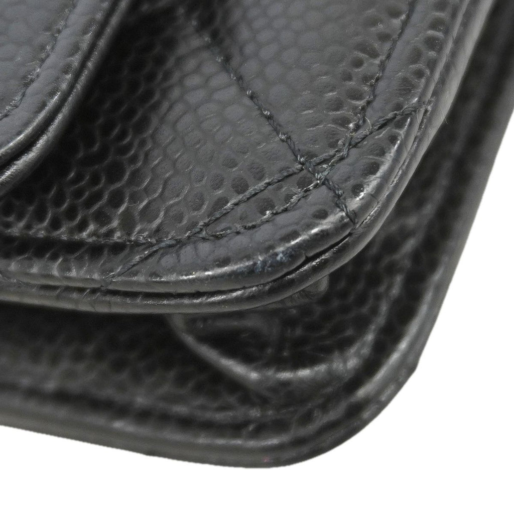 Chanel Wallet on Chain Quilted Caviar Leather Black Gold Shoulder Bag — view 6