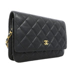 Chanel Wallet on Chain Quilted Caviar Leather Black Gold Shoulder Bag — view 2