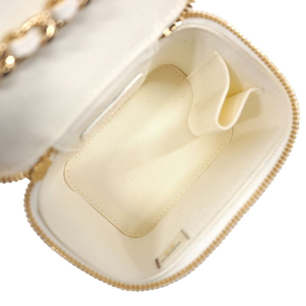 Chanel Vanity Bag Quilted Lambskin White Champagne Gold — view 4