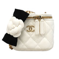 Chanel Vanity Bag Quilted Lambskin White Champagne Gold
