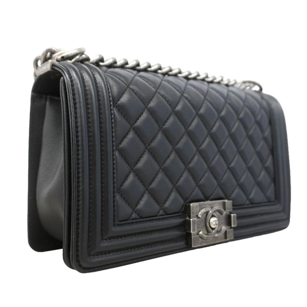 Chanel Shoulder Bag Boy Lambskin Black Silver — view 2
