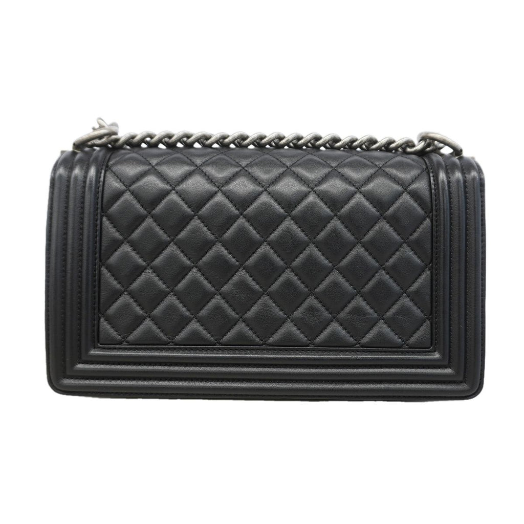 Chanel Shoulder Bag Boy Lambskin Black Silver — view 8
