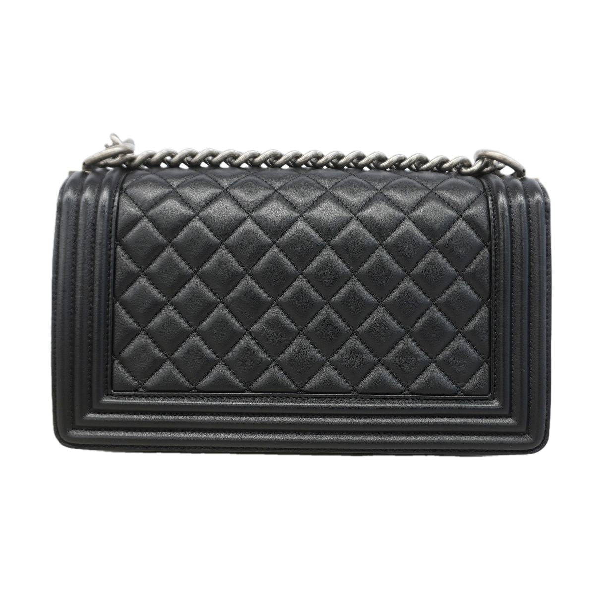 Chanel Shoulder Bag Boy Lambskin Black Silver — view 8