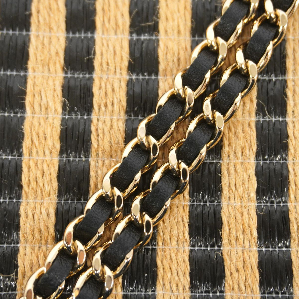 Chanel Vanity Bag Raffia Beige Black Champagne Gold — view 6