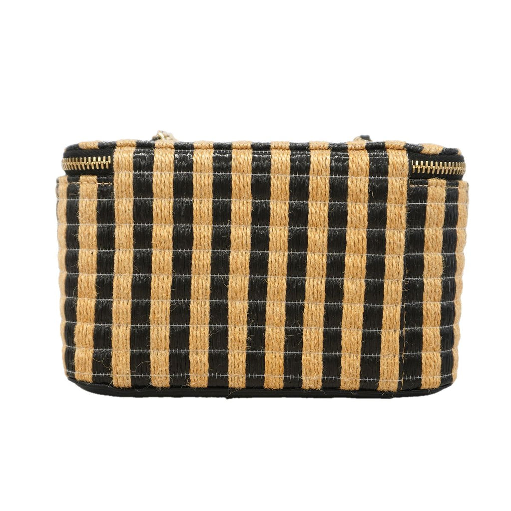 Chanel Vanity Bag Raffia Beige Black Champagne Gold — view 7