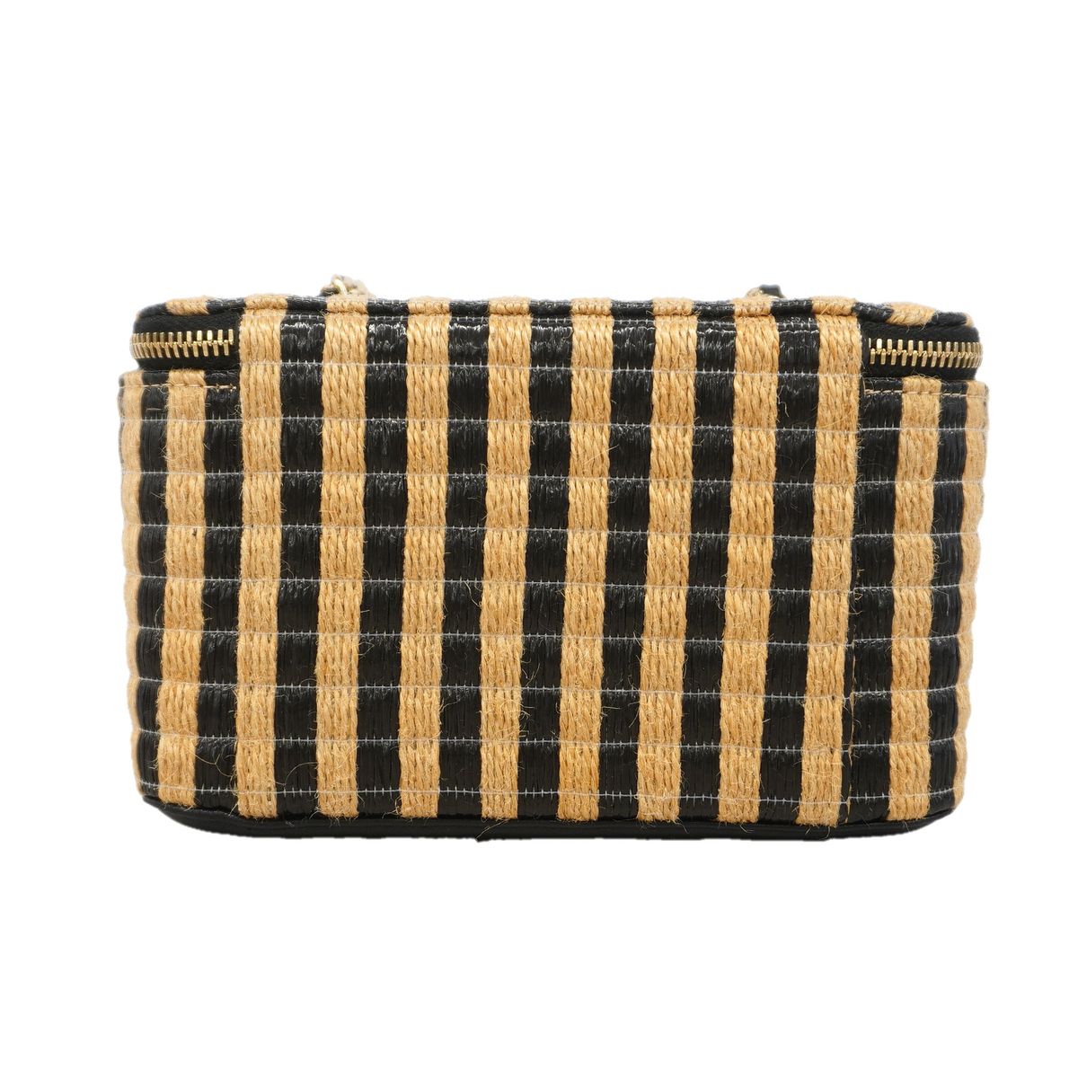 Chanel Vanity Bag Raffia Beige Black Champagne Gold — view 7