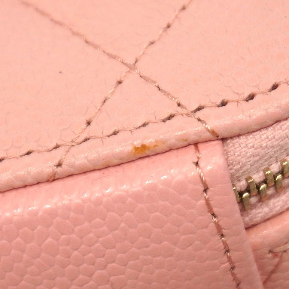 Chanel Vanity Bag Quilted Caviar Leather Pink Champagne Gold 2-Way Bag — view 6