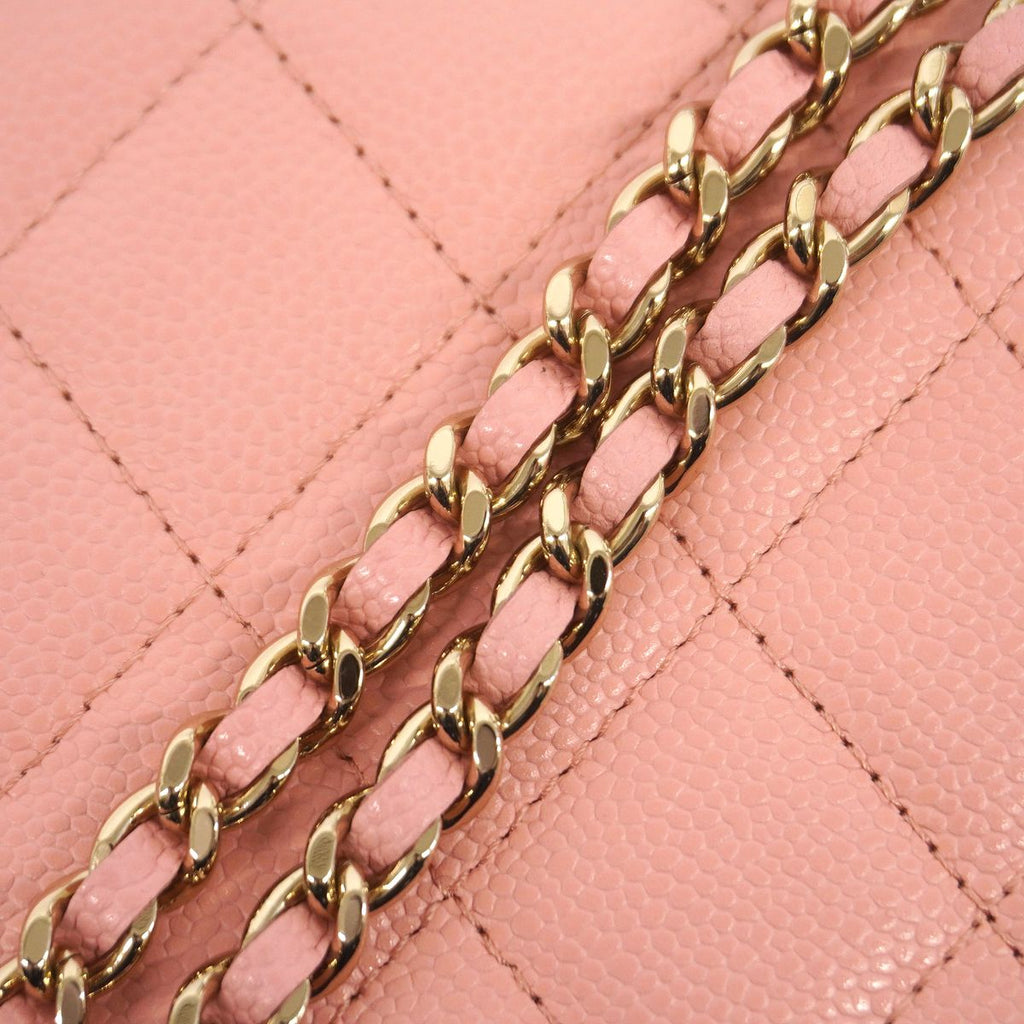 Chanel Vanity Bag Quilted Caviar Leather Pink Champagne Gold 2-Way Bag — view 7