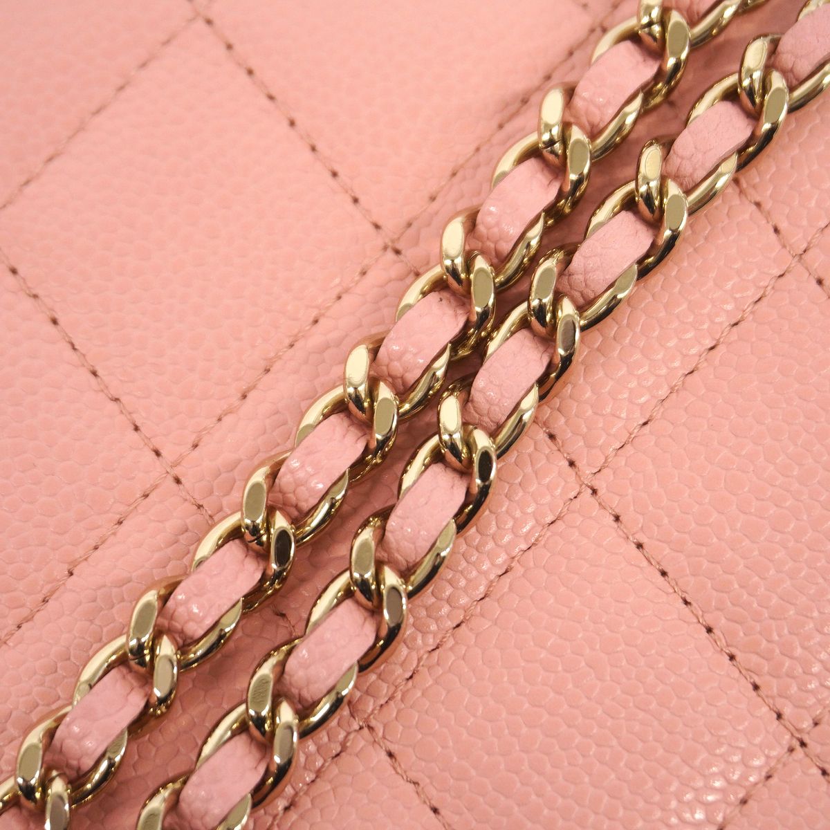 Chanel Vanity Bag Quilted Caviar Leather Pink Champagne Gold 2-Way Bag — view 7