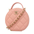Chanel Vanity Bag Quilted Caviar Leather Pink Champagne Gold 2-Way Bag