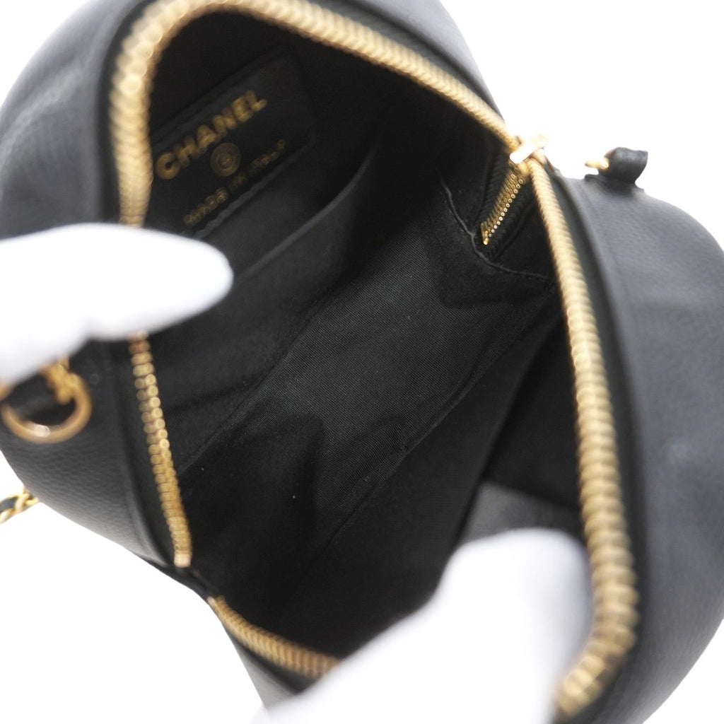Chanel Shoulder Bag Quilted CC Filigree Caviar Leather Black Gold — view 4