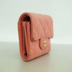 Chanel Trifold Wallet Quilted Caviar Leather Pink Gold — view 2