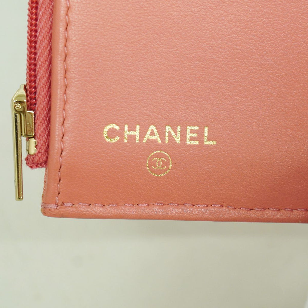 Chanel Trifold Wallet Quilted Caviar Leather Pink Gold — view 4