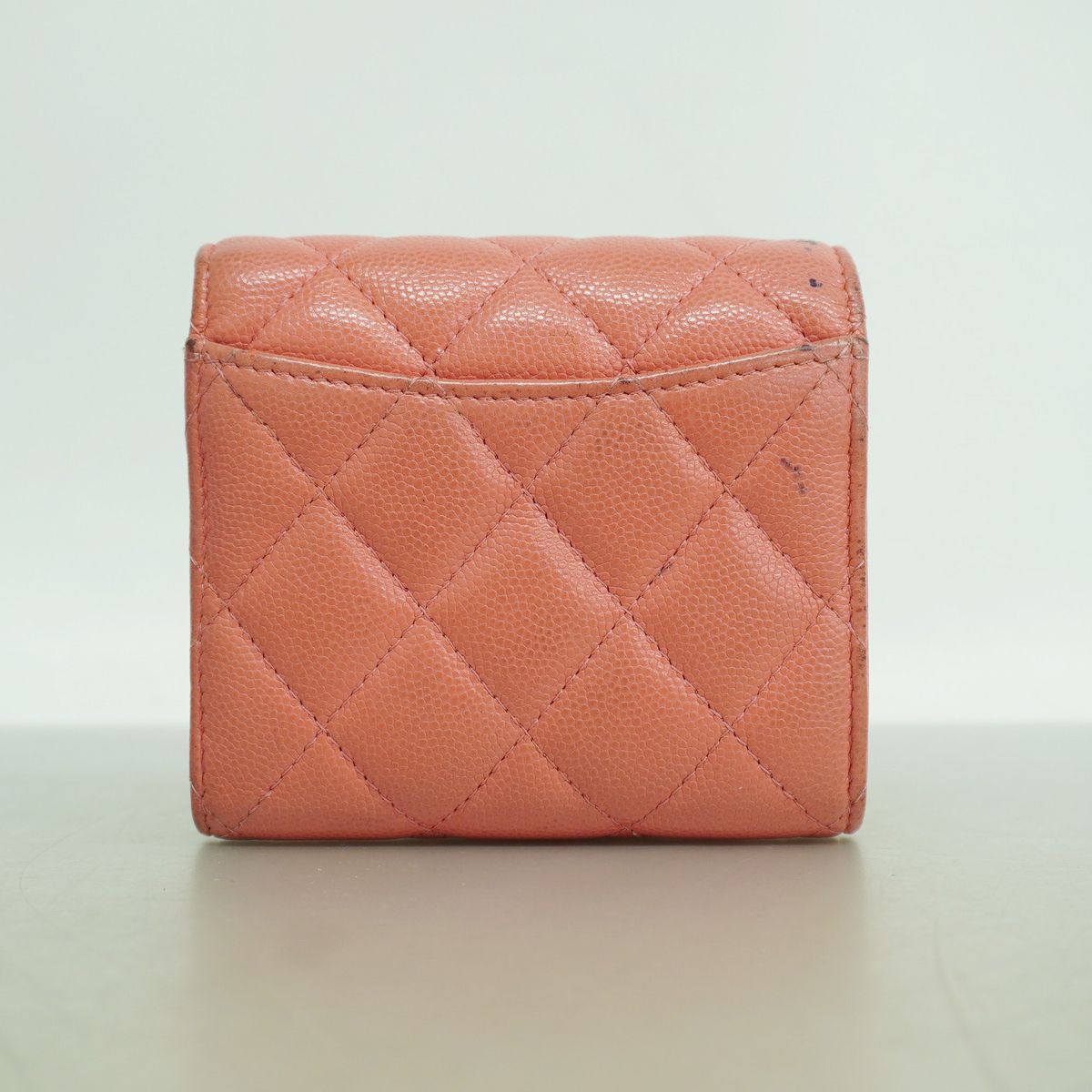 Chanel Trifold Wallet Quilted Caviar Leather Pink Gold — view 7
