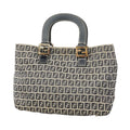 Fendi Handbag Zucchino Nylon Canvas Navy Silver