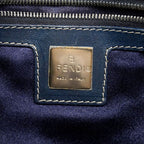 Fendi Handbag Zucchino Nylon Canvas Navy Silver — view 5
