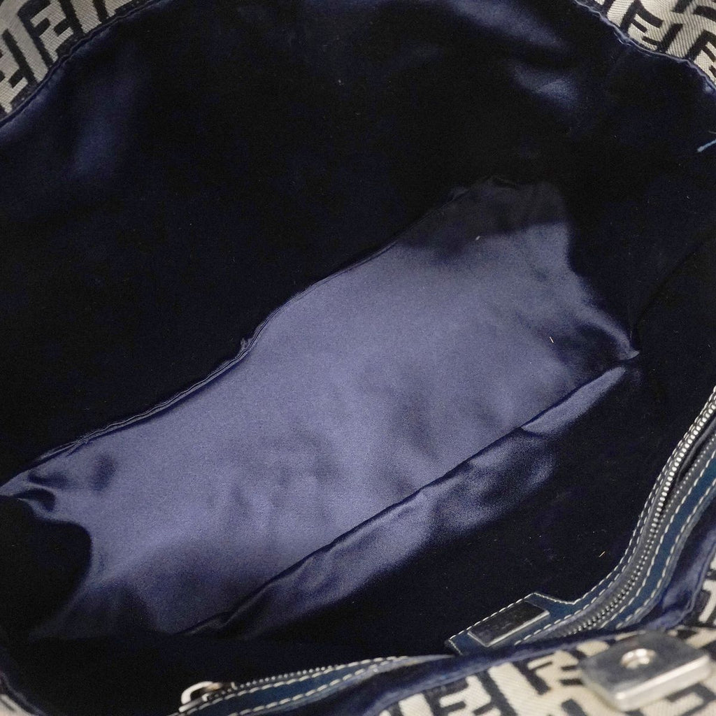 Fendi Handbag Zucchino Nylon Canvas Navy Silver — view 4