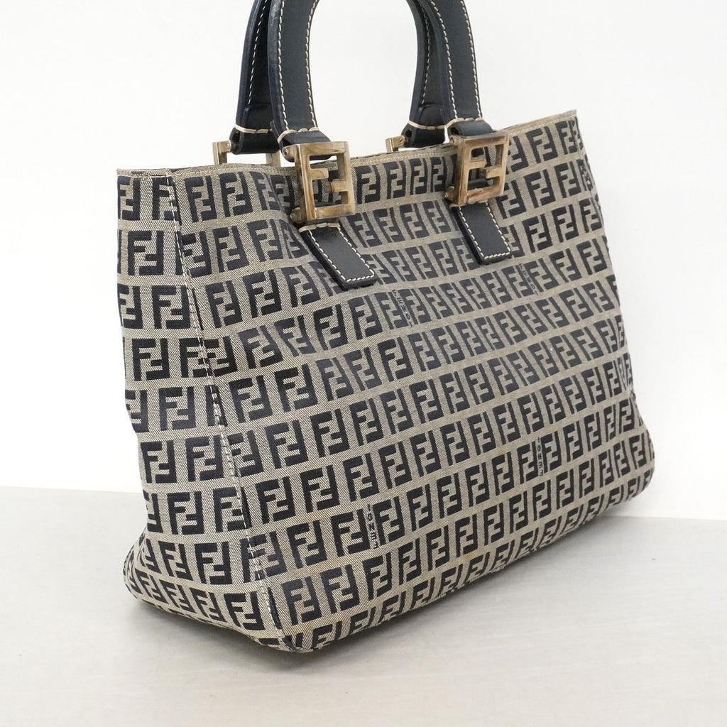 Fendi Handbag Zucchino Nylon Canvas Navy Silver — view 2