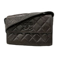 Chanel Shoulder Bag Quilted Lambskin Black Gold