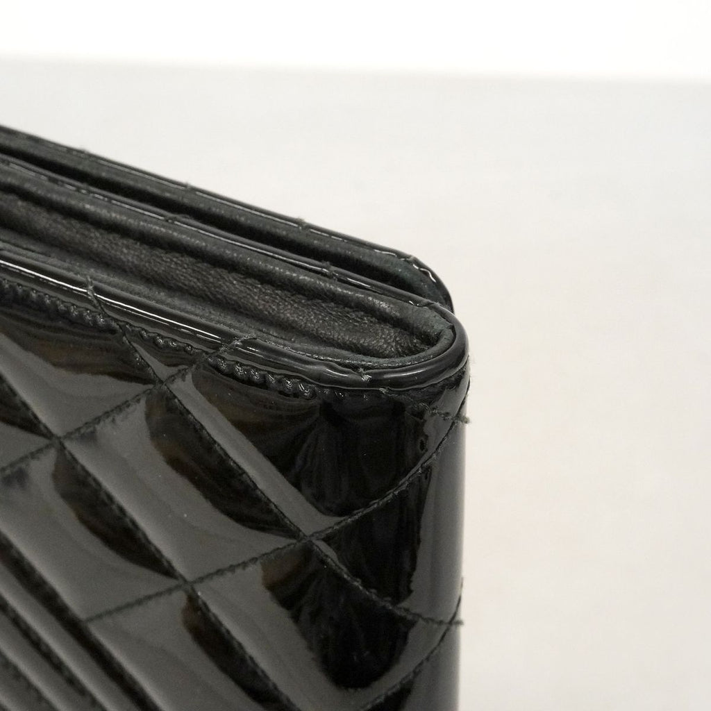 Chanel Wallet Coco Boy Patent Leather Black Silver — view 7