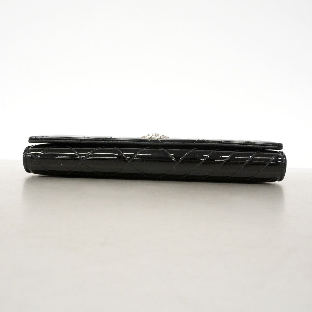 Chanel Wallet Coco Boy Patent Leather Black Silver — view 3
