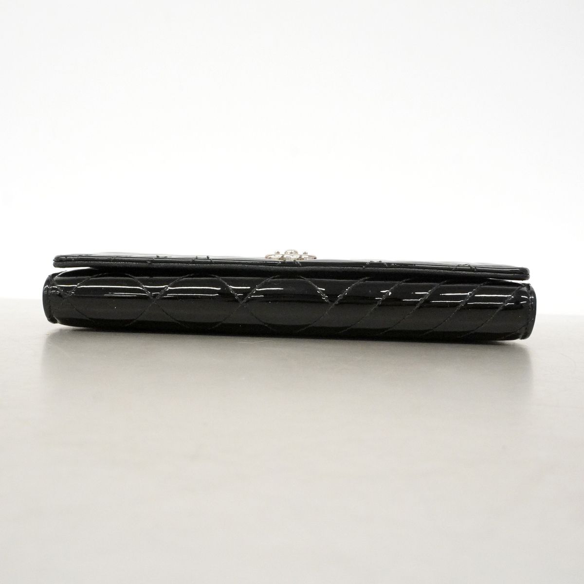 Chanel Wallet Coco Boy Patent Leather Black Silver — view 3