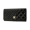 Chanel Wallet Coco Boy Patent Leather Black Silver
