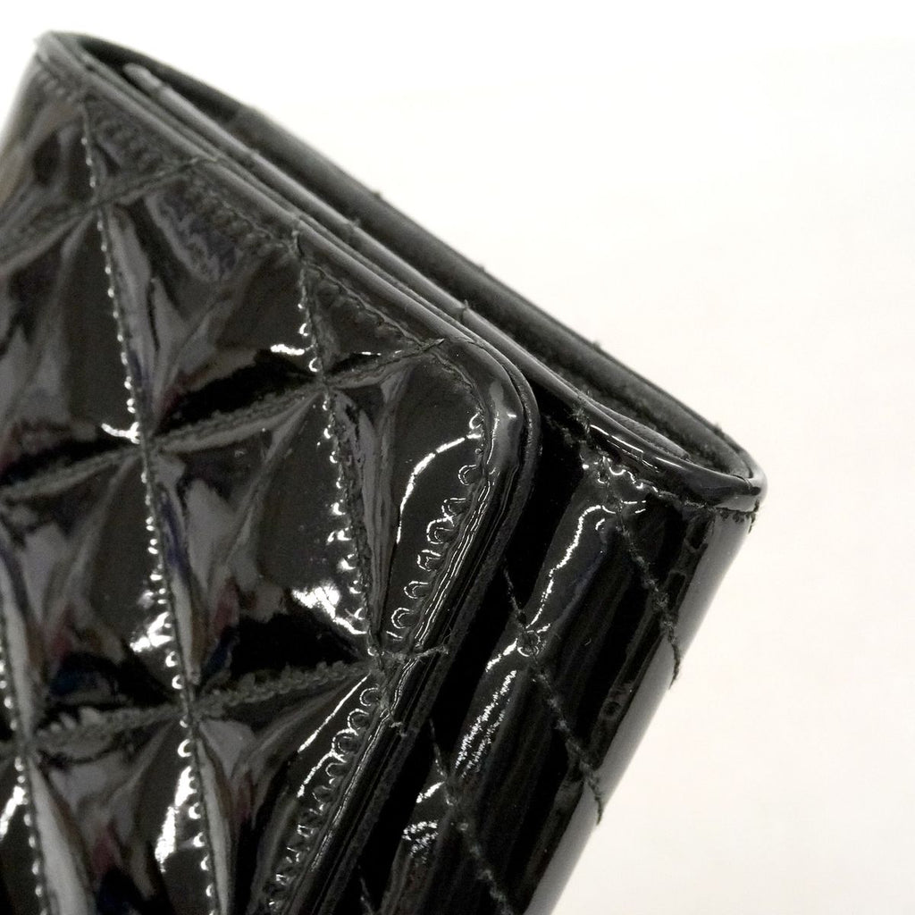 Chanel Wallet Coco Boy Patent Leather Black Silver — view 8