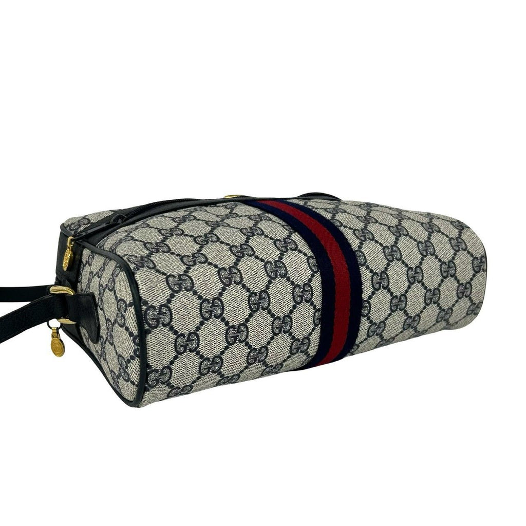 Gucci Sherry Line GG Pattern Leather Shoulder Bag Pochette Cross Navy Red — view 7