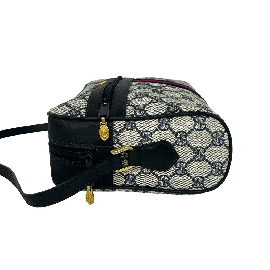 Gucci Sherry Line GG Pattern Leather Shoulder Bag Pochette Cross Navy Red — view 5