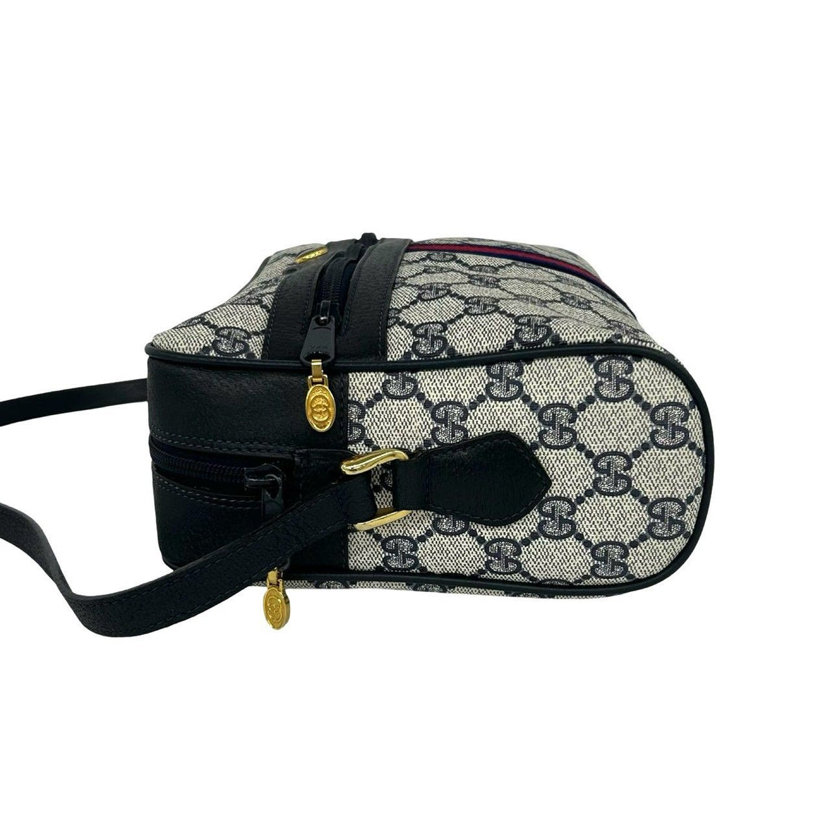 Gucci Sherry Line GG Pattern Leather Shoulder Bag Pochette Cross Navy Red — view 5