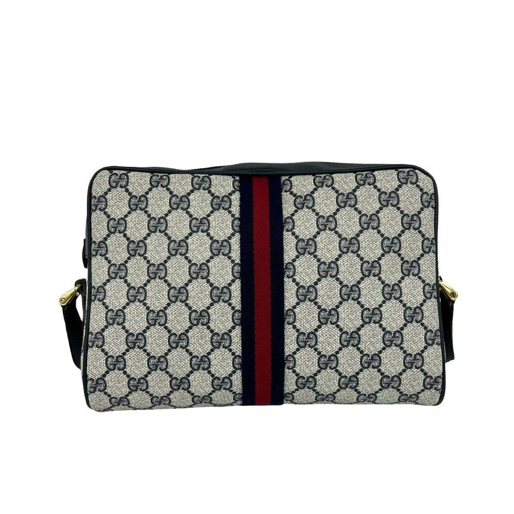 Gucci Sherry Line GG Pattern Leather Shoulder Bag Pochette Cross Navy Red — view 3