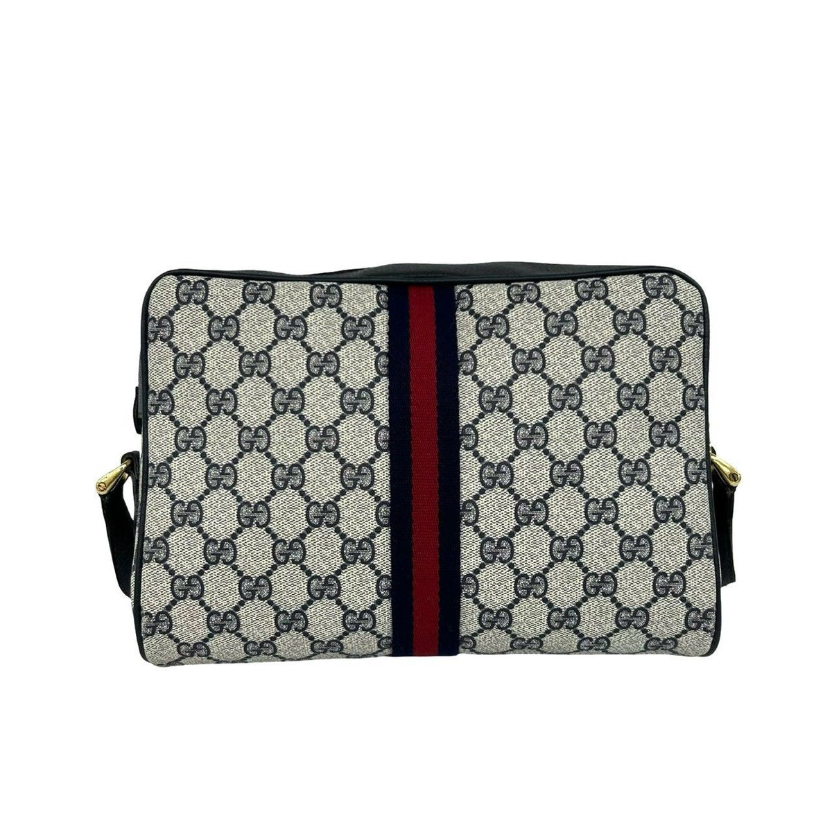 Gucci Sherry Line GG Pattern Leather Shoulder Bag Pochette Cross Navy Red — view 3