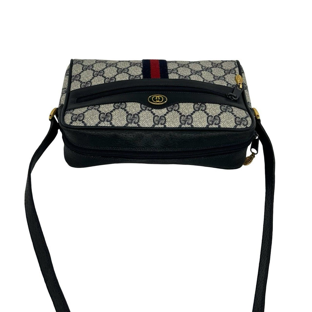 Gucci Sherry Line GG Pattern Leather Shoulder Bag Pochette Cross Navy Red — view 4