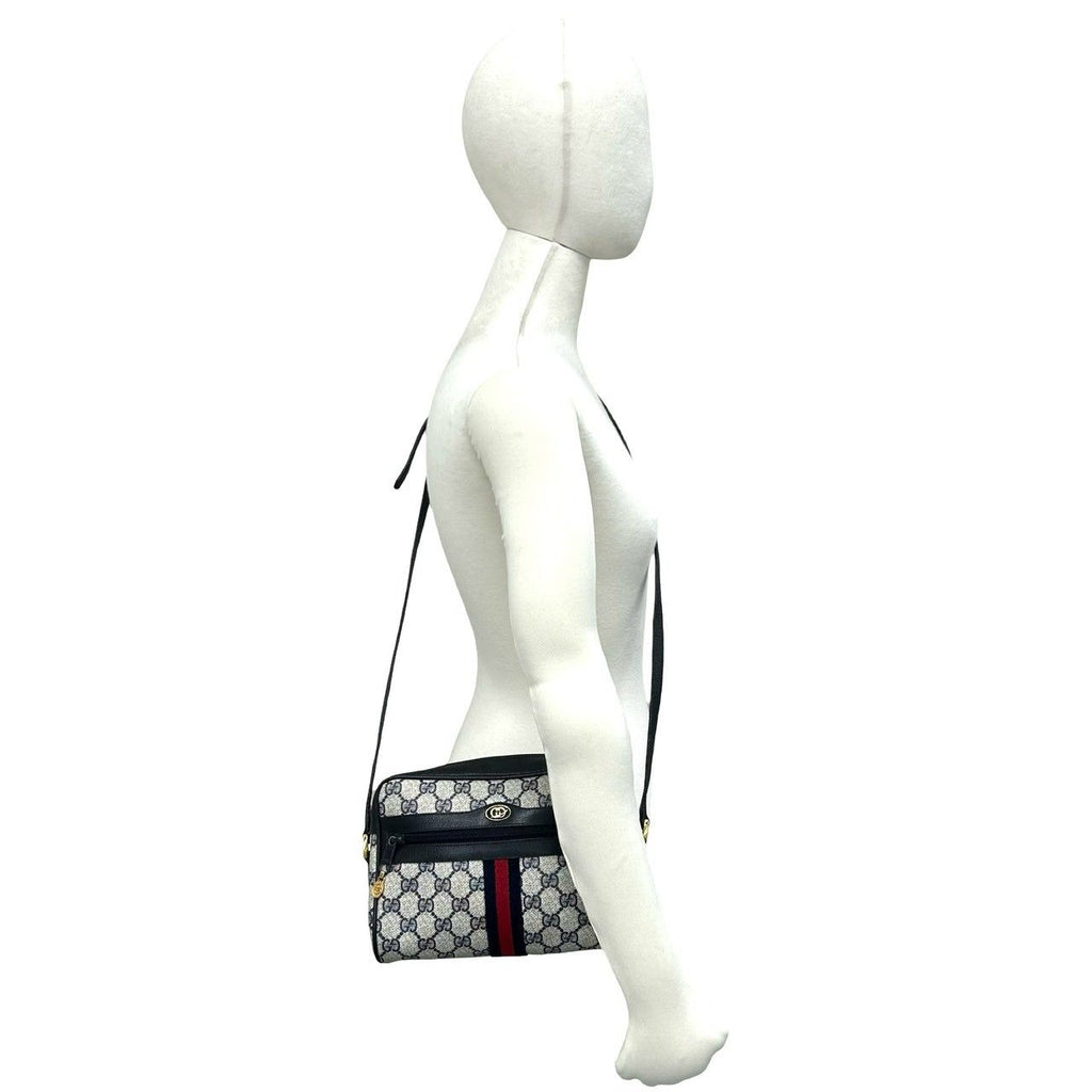 Gucci Sherry Line GG Pattern Leather Shoulder Bag Pochette Cross Navy Red — view 2