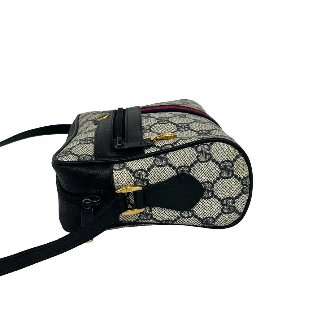 Gucci Sherry Line GG Pattern Leather Shoulder Bag Pochette Cross Navy Red — view 5