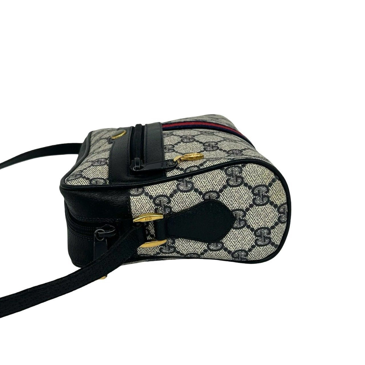 Gucci Sherry Line GG Pattern Leather Shoulder Bag Pochette Cross Navy Red — view 5
