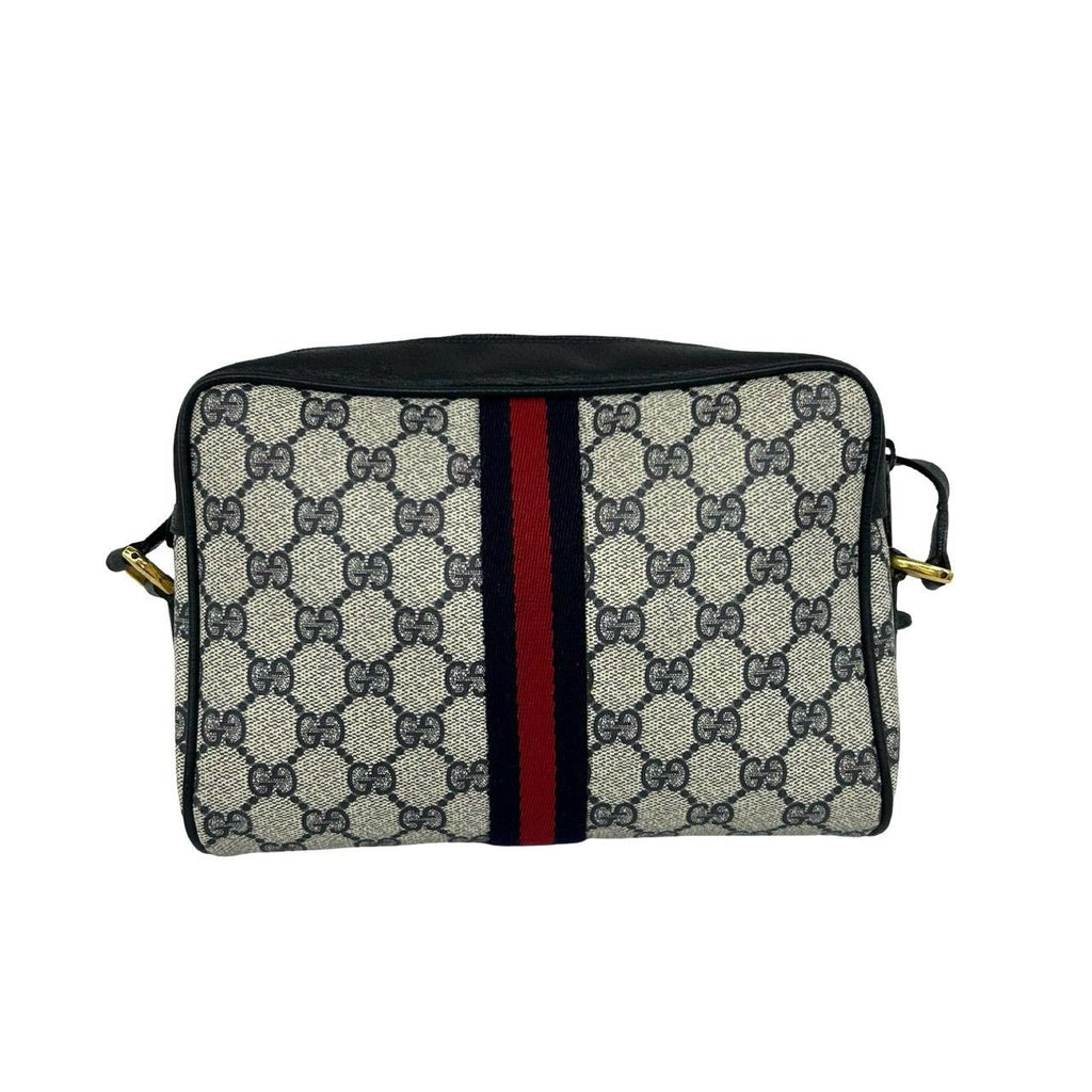 Gucci Sherry Line GG Pattern Leather Shoulder Bag Pochette Cross Navy Red — view 3