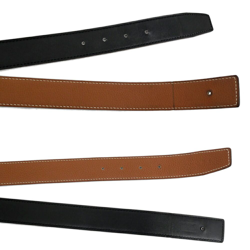 Hermes Belt Buckle Constance & Leather 85 H Silver Satin Black Gold — view 6