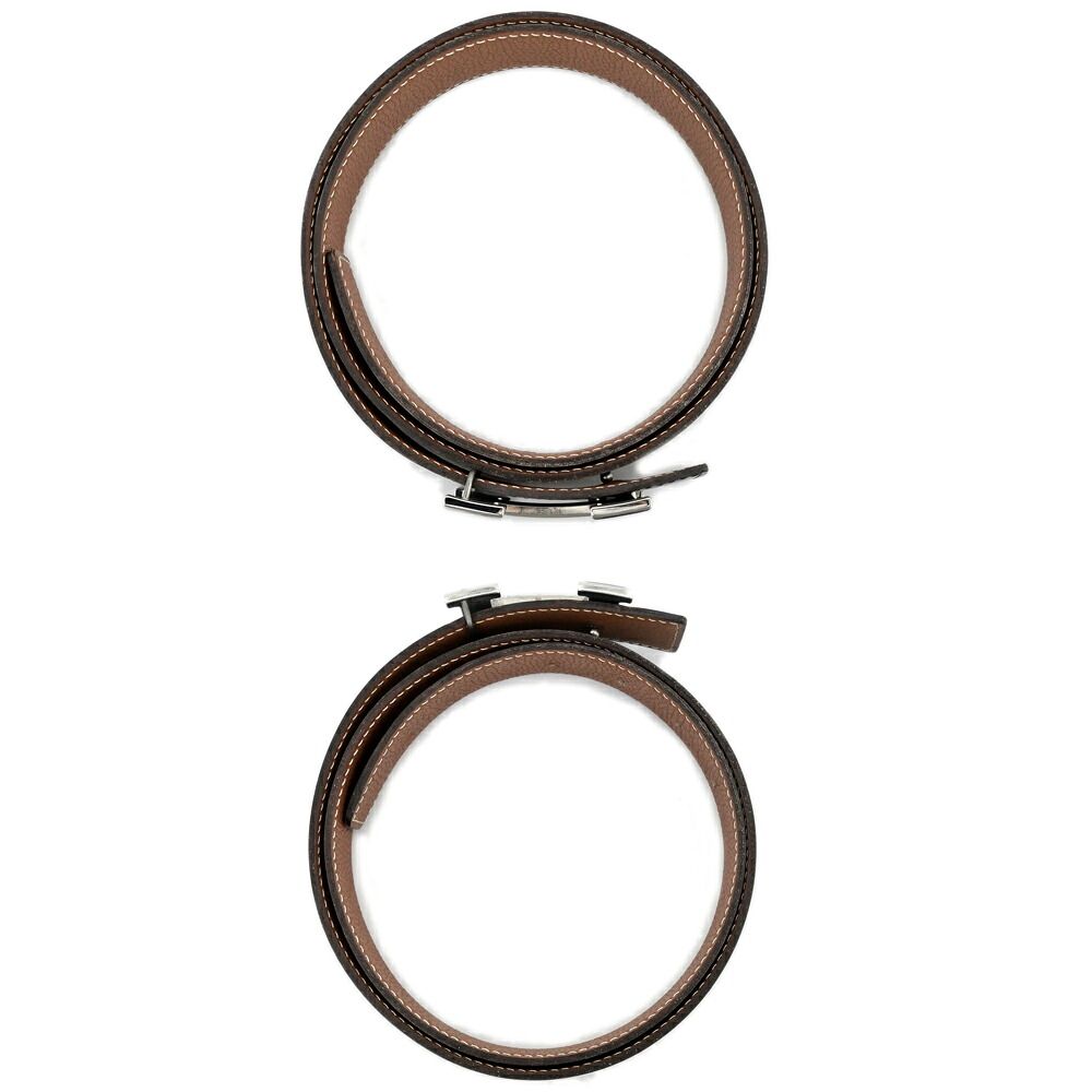 Hermes Belt Buckle Constance & Leather 85 H Silver Satin Black Gold — view 4