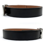Hermes Belt Buckle Constance & Leather 85 H Silver Satin Black Gold — view 3
